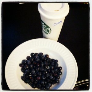 Yesterday's snack - blueberries & coffee